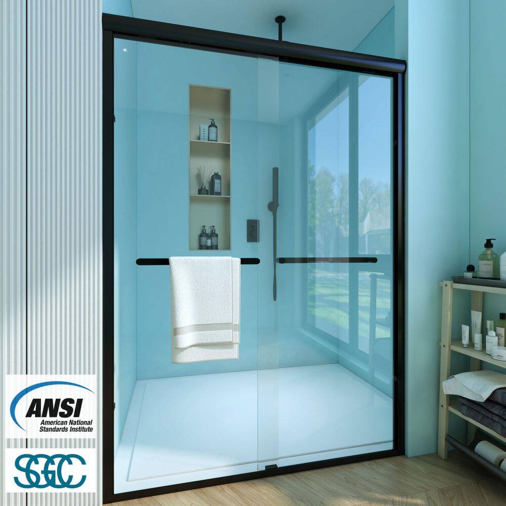 50 in. to 54 in. W x 72 in. H Sliding Framed Shower Door in Matte Black with Clear Glass Double Sliding Reversible price history on PriceWatchPro