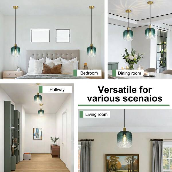 Merbotin Rayhome 8.66 in. 1-Light Natural Modern Gradient Green
