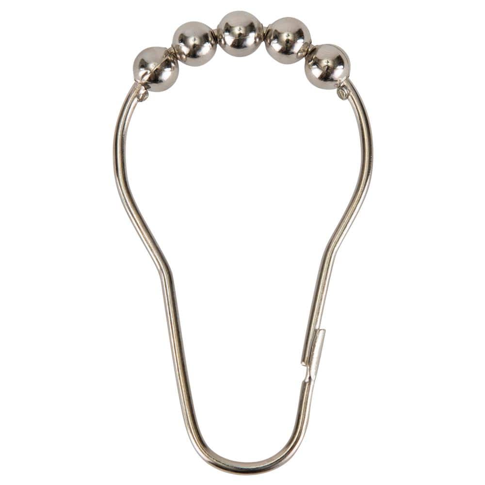 Chrome Beaded Moisture-Proof Shower Curtain Hooks