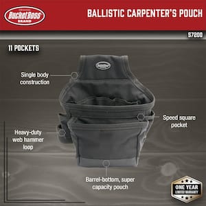 12 in. 12-Pocket Ballistic Carpenter's Tool Belt Pouch