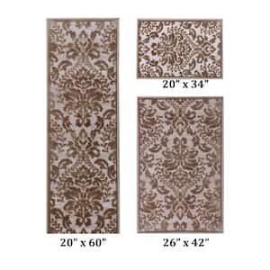 Nyla Taupe Polyester (20 in. x 60 in. / 26 in. x 42 in. / 20 in. x 34 in.) 3-Piece Area Rug Set