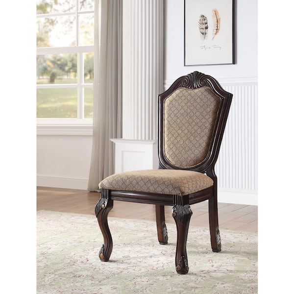 Unbranded Chateau De Ville Side Chair (Set-2) in Fabric and Espresso