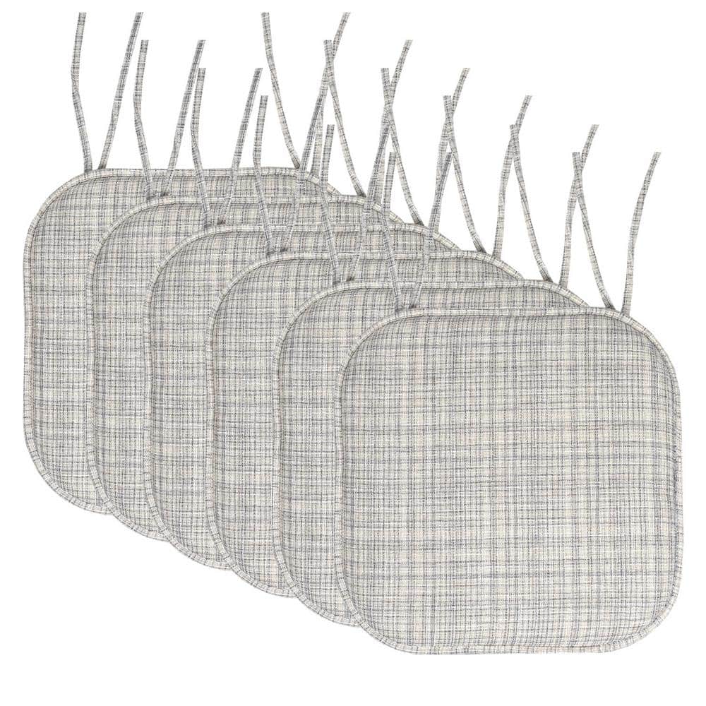 Aria Memory Foam Square Non-Slip Indoor/Outdoor Chair Seat Cushion with Ties, Silver/Cream (6-Pack) price history on PriceWatchPro