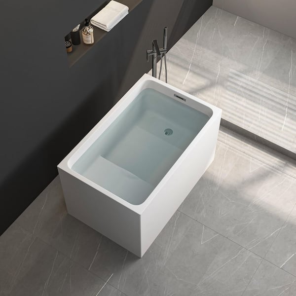 43 in. x 28 in. Acrylic Flat Bottom Soaking Bathtub with Seat and Pop-Up Drain in White