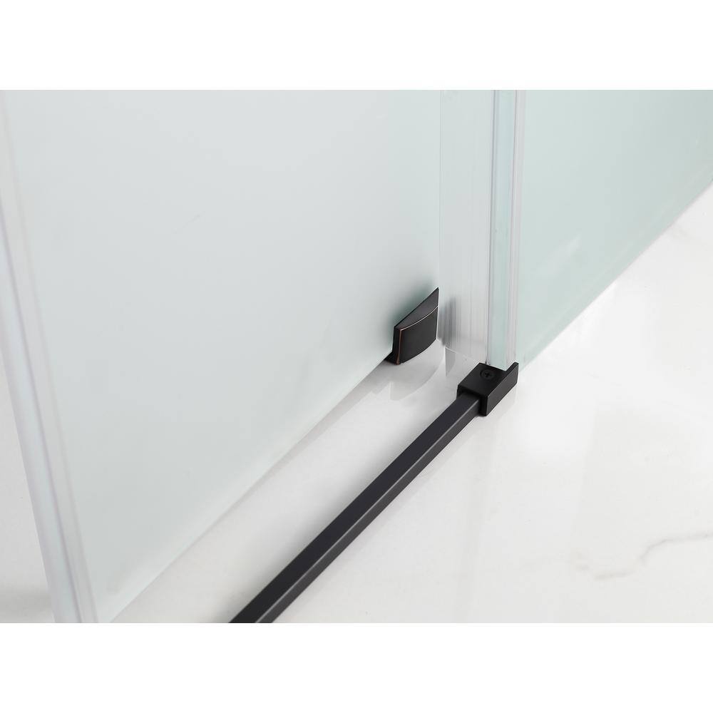 Coraline XL Oil Rubbed Bronze Frameless Sliding Shower Door with Frosted Glass