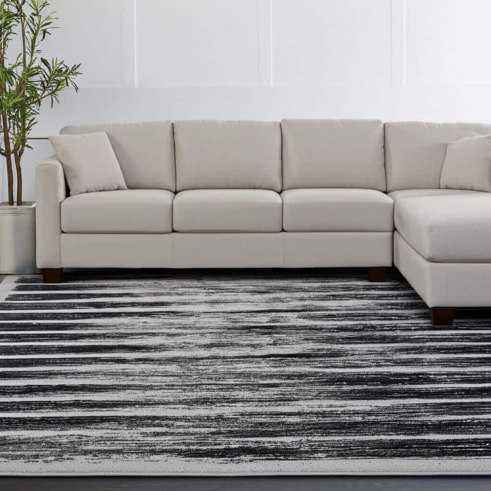 8' X 10' Gray And Black Abstract Distressed Area Rug price history on PriceWatchPro