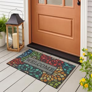 Welcome Stained Glass Floret 18 in. x 30 in. Doorscapes Mat