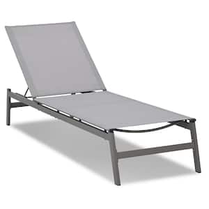 Light Gray 1-Piece Outdoor Chaise Lounge with Breathable Textilene Fabric