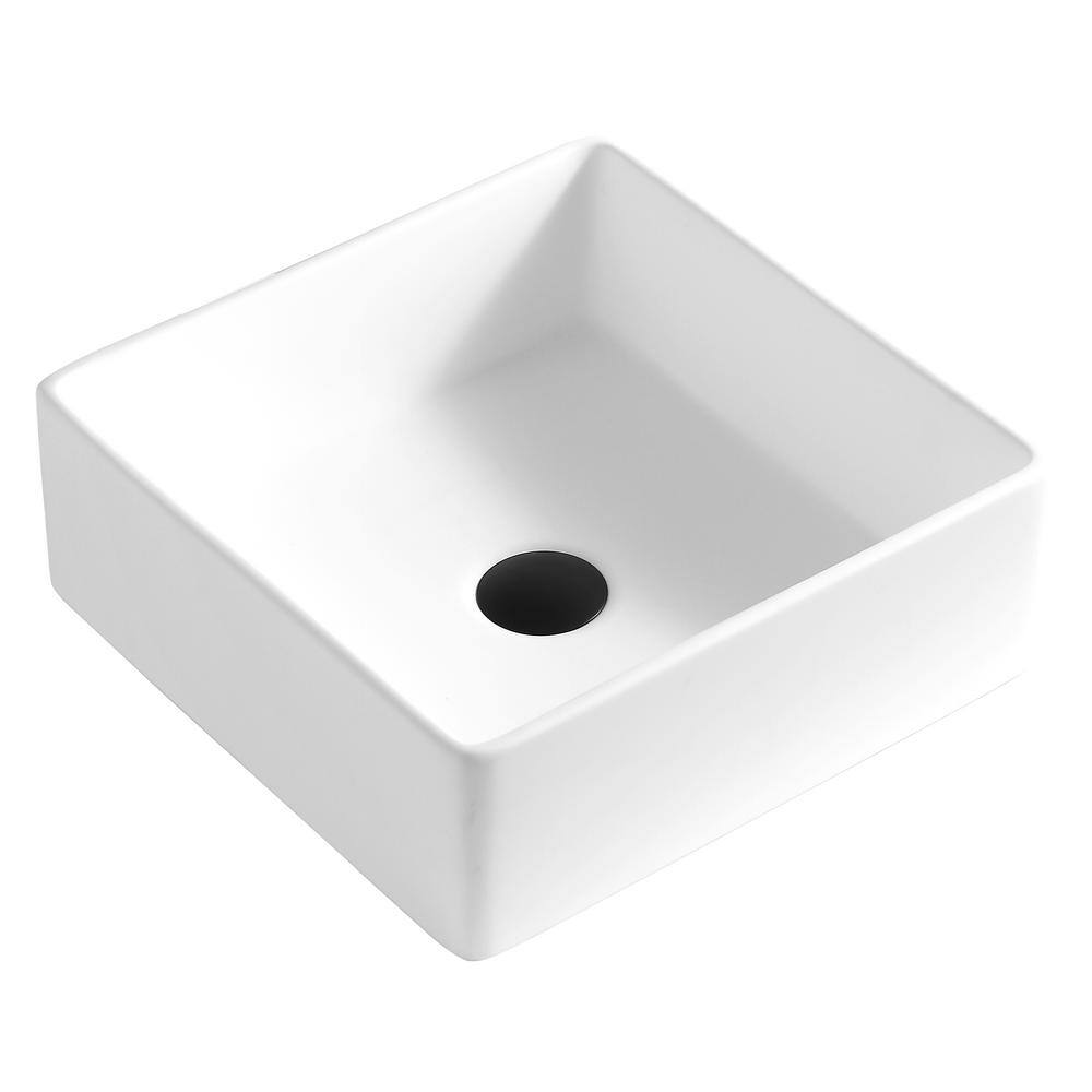 Matte White 14.5'' Acrylic Square Vessel Bathroom Sink