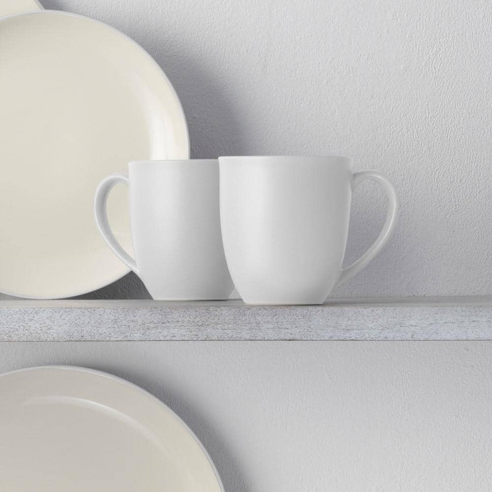 White Ceramic 12 oz. Microwave Safe Mug Set