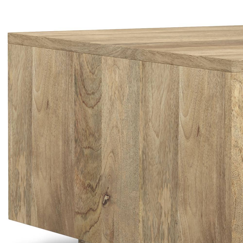 Natural Mango Wood Square Coffee Table with Streamlined Silhouette