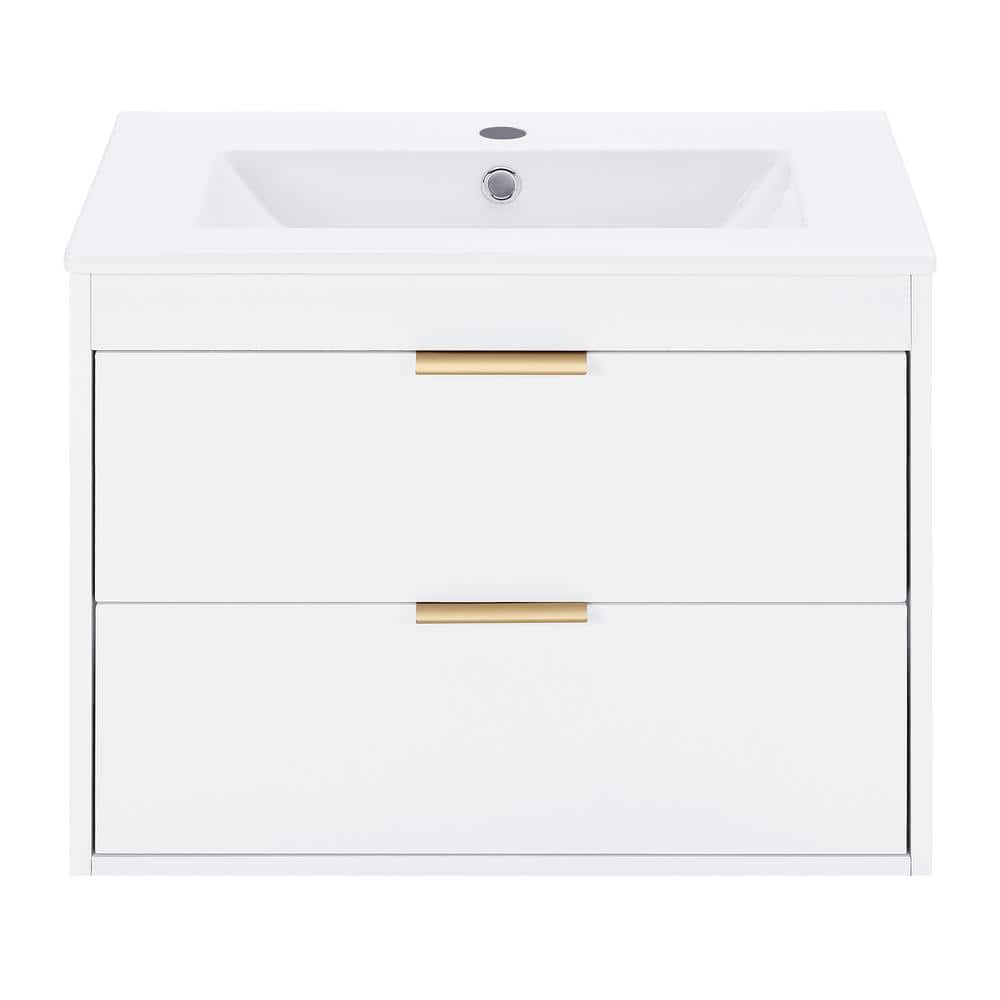 24 in. Floating Wall Mounted Bathroom Vanity with White Porcelain Sink and 