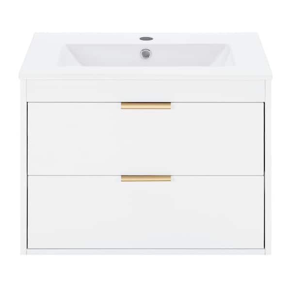 Unbranded 24 in. Floating Wall Mounted Bathroom Vanity with White Porcelain Sink and 2 drawer