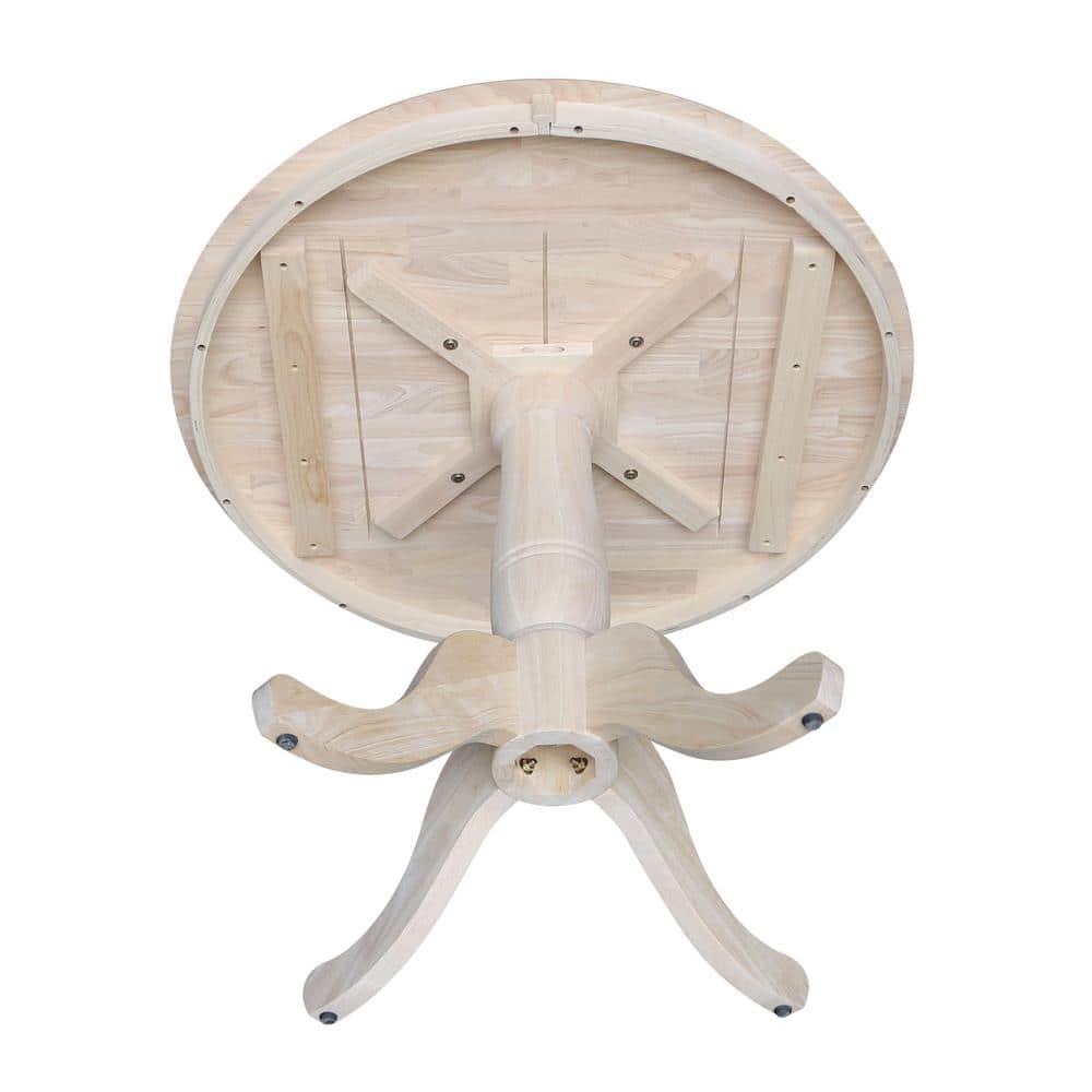 Farmhouse Style 36" Round Wood Pedestal Dining Table, Unfinished