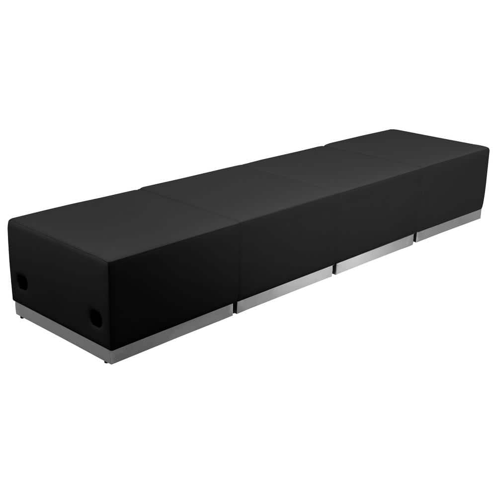 Hercules Alon Series 4-Pieces Black Faux Leather Reception Configuration