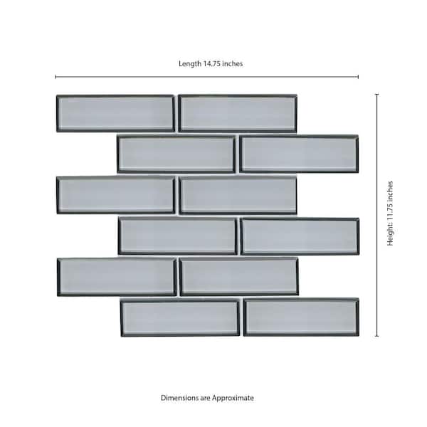 MSI Ice Bevel Subway 12 in. x 12 in. Glossy Glass Mesh-Mounted