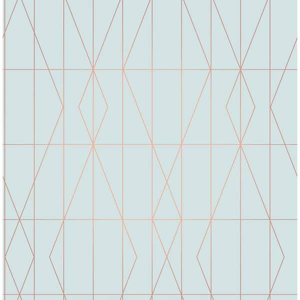 Brewster LeVeque Light Blue Deco Diamond Geo Light Blue Wallpaper Sample