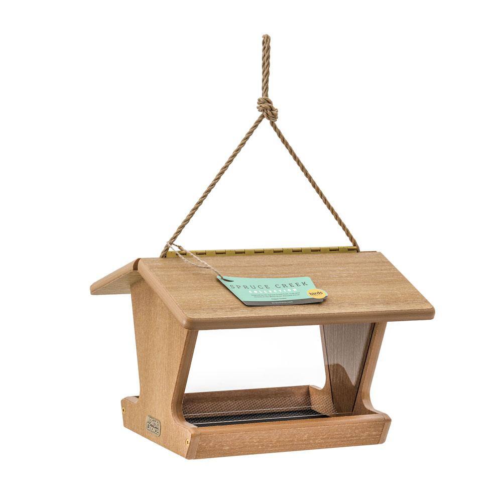 Brazilian Walnut Hanging Plastic Hopper Bird Feeder