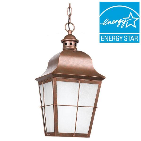 Generation Lighting Chatham Ceiling Mount 1-Light Outdoor Weathered Copper Hanging Pendant Fixture