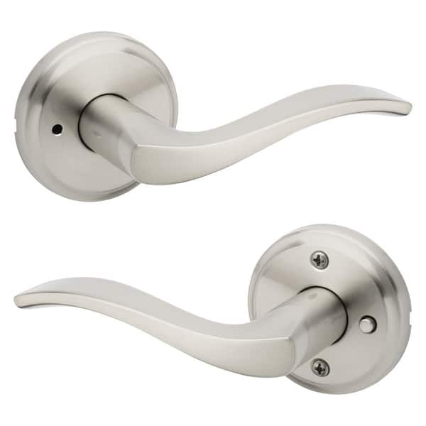 Sedona Satin Nickel Reversible Round Wave Bed/Bath Door Handle