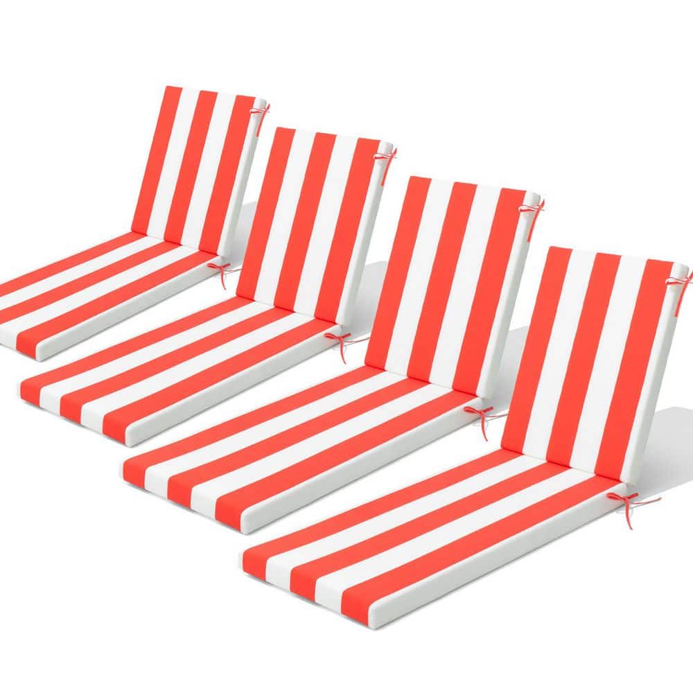 71.5 in. x 20.5 in. Cushion Guard Outdoor Chaise Lounge Cushion in Red and 