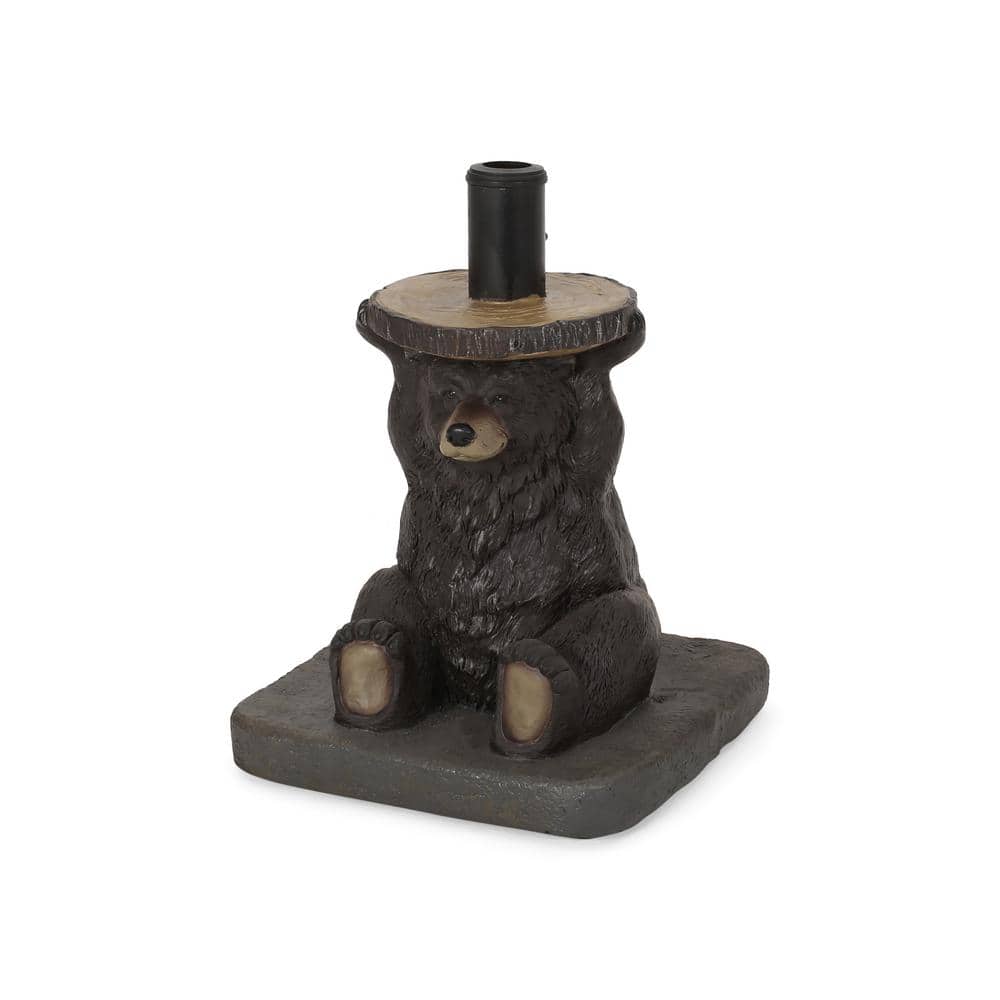 Outdoor Cute Bear Patio Umbrella Base in Dark Brown,Market Heavy-Duty Umbre
