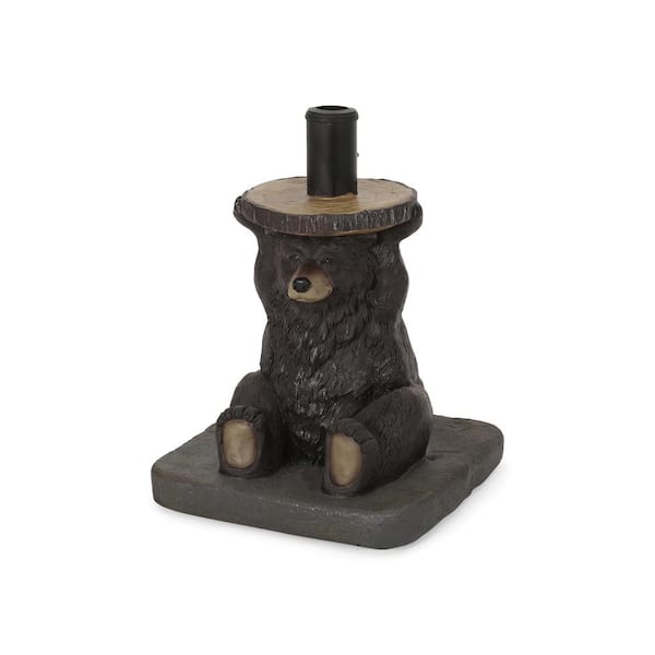 Unbranded Outdoor Cute Bear Patio Umbrella Base in Dark Brown,Market Heavy-Duty Umbrella Stand Base for Patio,Outdoor,Deck,Garden