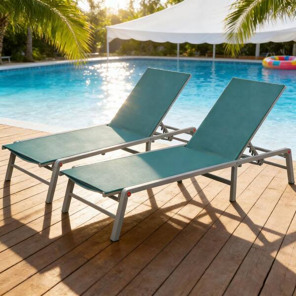 KOZYARD 2Packs Outdoor Lounge Chair Foldable Lounge Chair w/ 5