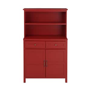 Chili Red Wood Transitional Kitchen Pantry (36 in. W x 58 in. H)
