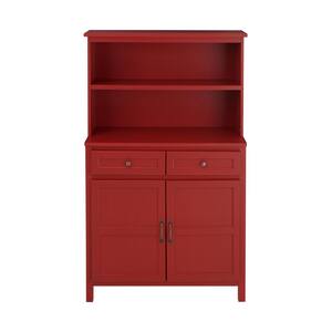 Chili Red Wood Transitional Kitchen Pantry (36 in. W x 58 in. H)