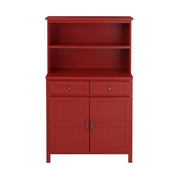 Stylewell Chili Red Wood Transitional, Red Kitchen Buffet Cabinet
