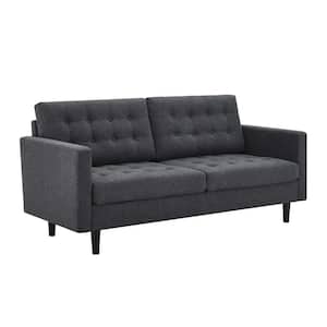 Exalt 75 in. Wide Tufted Squared Arm Fabric Modern Straight Sofa in Charcoal