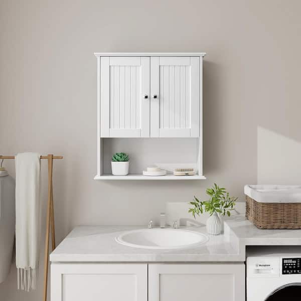 26 in. W x 7.9 in. D x 29.5 in. H Bathroom Storage Wall Cabinet in White