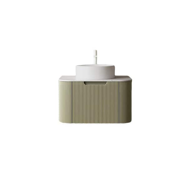 Yunus 24 in. Single Sink Floating Light Green Bath Vanity with White Engineered Marble Top Assembled