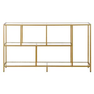 Winthrop 52 in. Brass Rectangular Glass Shelves Console Table