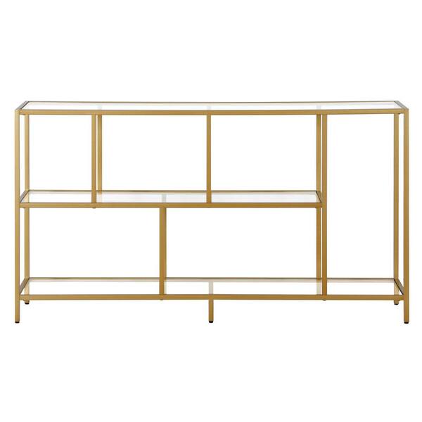 Meyer&Cross Winthrop 52 in. Brass Rectangular Glass Shelves Console Table