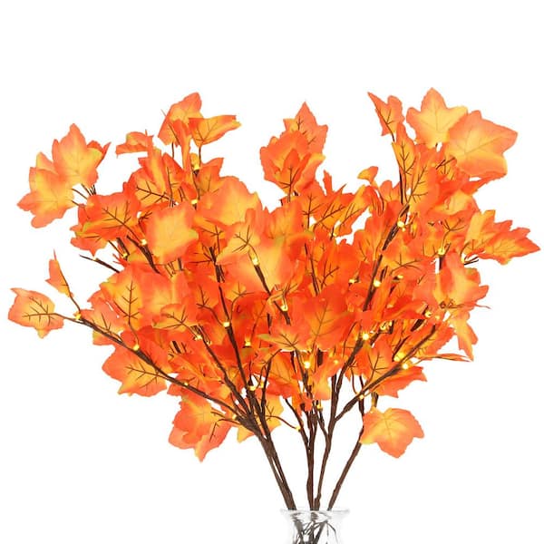Oumilen 30 in. Red Artificial Maple Leaf Lights Home Decor 5-Pieces Set