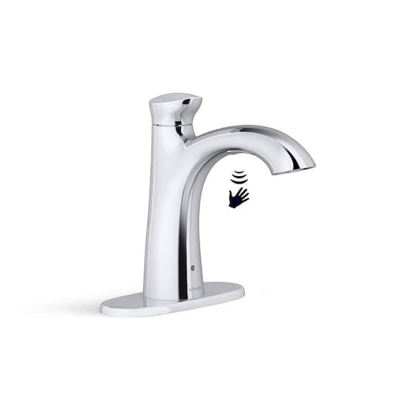 KOHLER Willamette Battery Powered Touchless Single Hole Bathroom Faucet in Polished Chrome