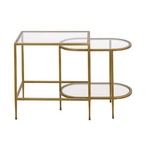 Cottonwood Nesting 13 in. Antique Brass Specialty Glass Accent Table
