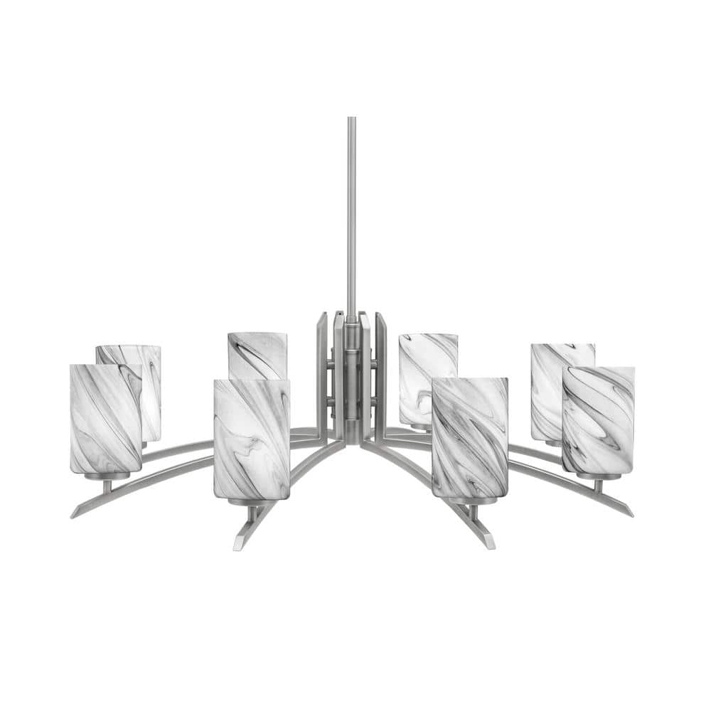 Siena 8-Light Graphite Chandelier, Round Chandelier with Onyx Swirl Glass S