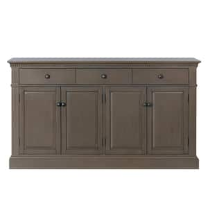 60 in. W x 16 in. D x 34 in. H Brown Linen Cabinet with Three Drawers and Two Compartments for Bathroom