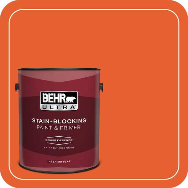 BEHR ULTRA 1 gal. #S-G-230 Startling Orange Extra Durable Flat Interior Paint & Primer