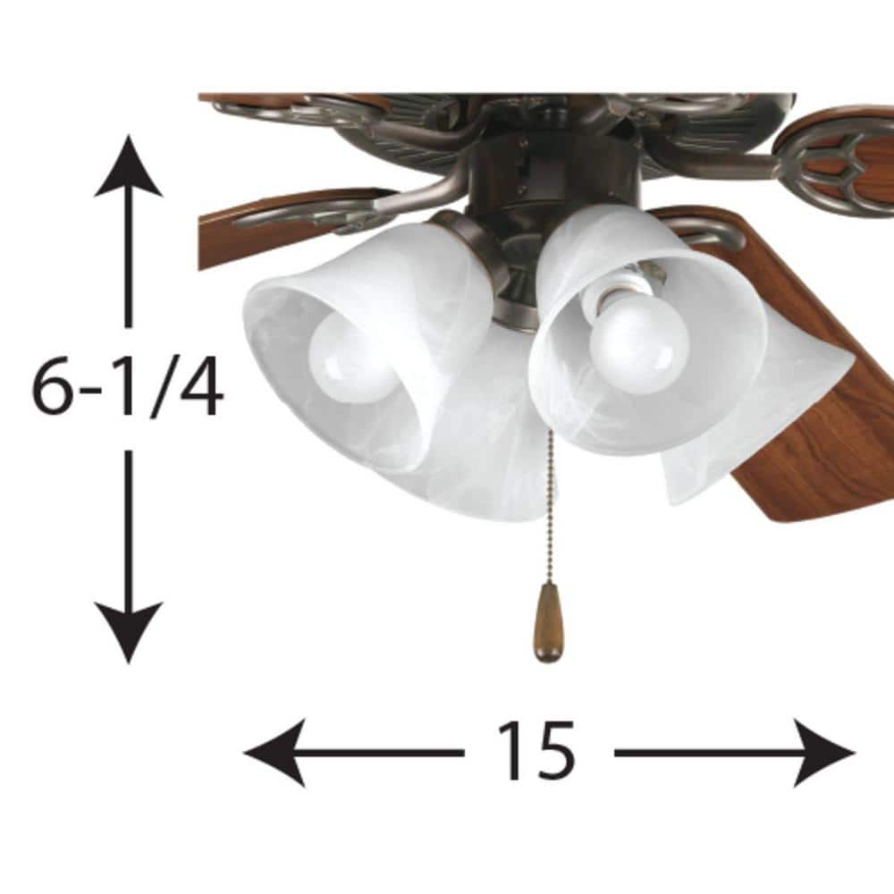 Antique Bronze LED Ceiling Fan Light Kit with Alabaster Glass Shades