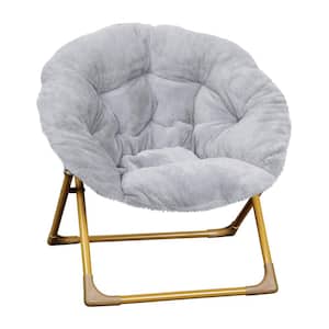 Gray/Soft Gold Fabric Accent Chair
