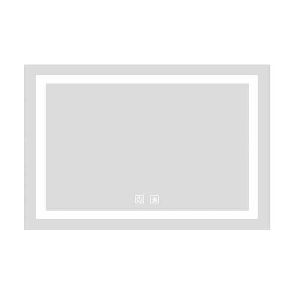 Tileon 36 in. W x 28 in. H Rectangular Frameless Dimmable Wall Bathroom Vanity Mirror in Silver