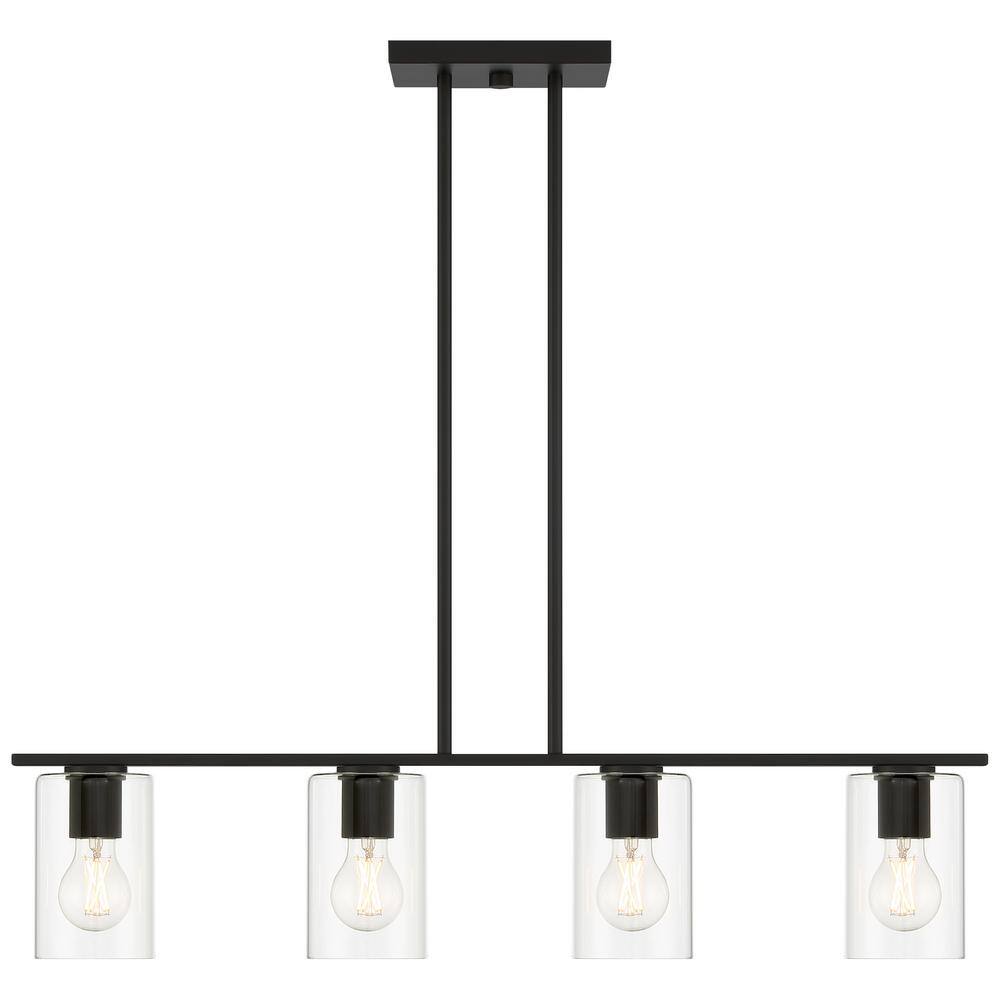 Matte Black Glass LED Globe Island Pendant Light