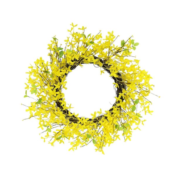Puleo International 24 in. Artificial Yellow Jasmine Wreath