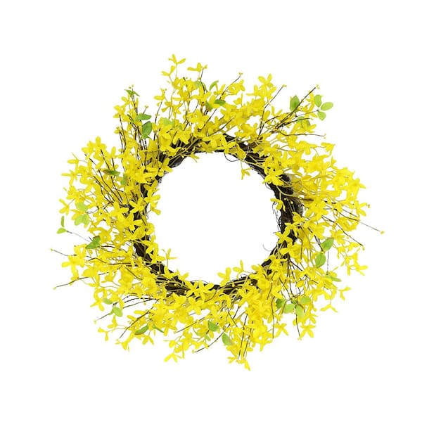 Photo 1 of 24 in. Artificial Yellow Jasmine Wreath