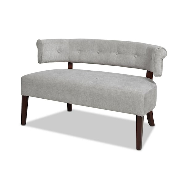 Jennifer Taylor Jared 51 in. Silver Grey Tufted Linen 2-Seater Armless Settee with Wood Frame