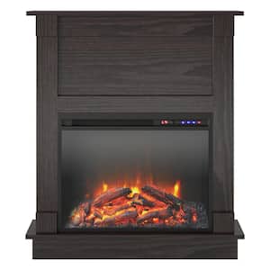 Exeter 31.65 in. Freestanding Electric Fireplace with Mantel in Espresso